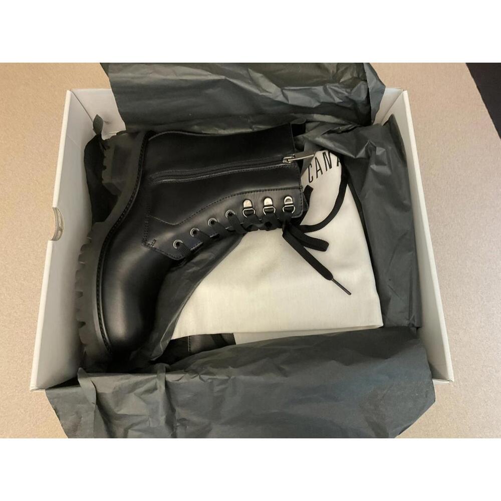 New! Womens La Canadienne Connie Black Leather Zipper Combat Boots. Size 6M. - Picture 4 of 11